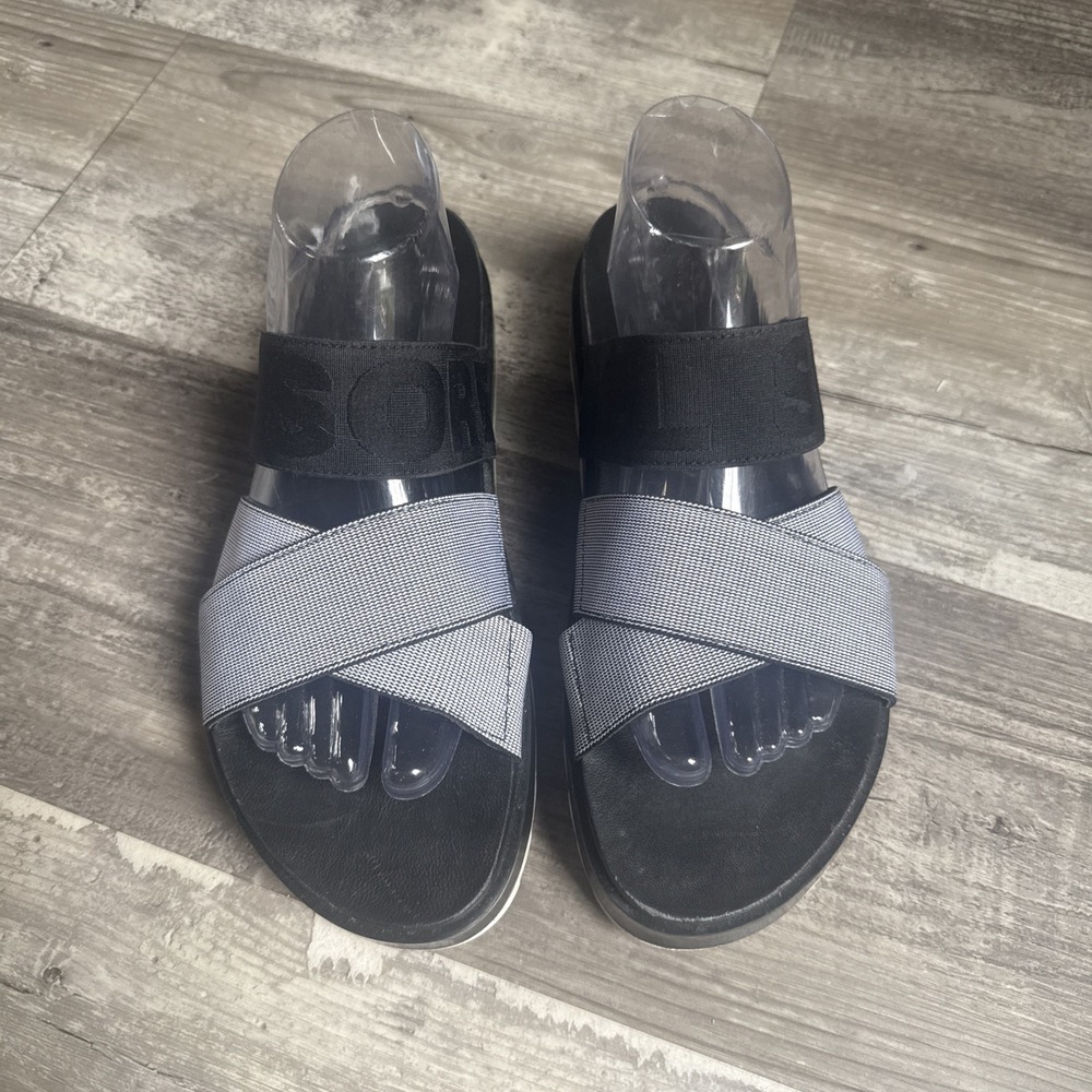 SOREL Women's Roaming Sport Slide Sandals Black White Size 10M Shoes